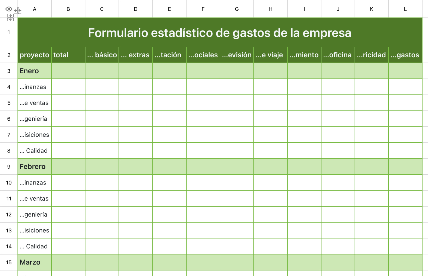 Formulario estadístico de gastos de la empresa